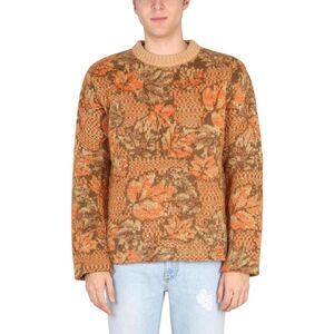 ERL Men's Intarsia Knit Crewneck Sweater Men GOLD Sweaters & Cardigans